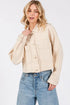 bytos Button Down Cropped Denim Jacket with Patch Pockets Tan
