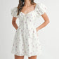 MABLE Floral Print Puff Sleeve Mini Dress OFF WHITE S