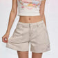 Daverri pocketed denim shorts in beige with rolled cuffs and front pockets