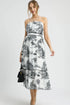 Umgee Printed Tiered Tube Midi Dress Black Midi Dresses