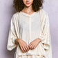 POL Short Sleeve Hoodie Top with lace-trimmed bell sleeves