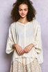 POL Short Sleeve Hoodie Top with lace-trimmed bell sleeves