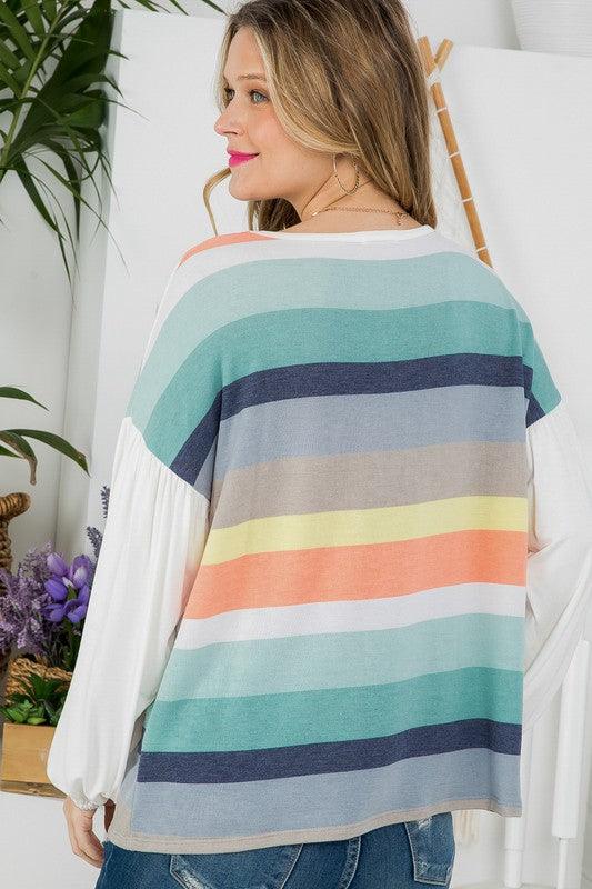 Multi Striped Boxy Top Shirts & Tops