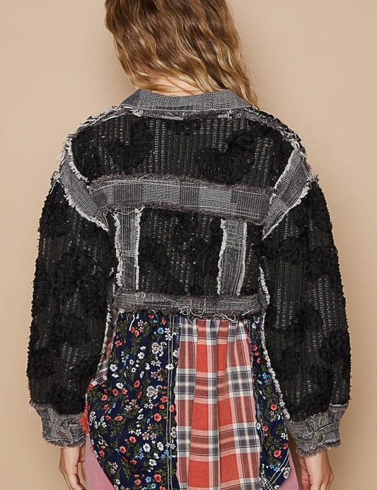 POL Crochet Patchwork Dropped Shoulder Jacket