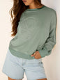 Flower Patch Drop Shoulder Sweatshirt - DAVERRI FASHIONS