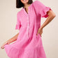 VERY J Plus Size Mineral Washed Woven Mini Dress Pink 1XL Mini Dresses