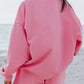 Pink relaxed fit oversized sweatshirt with ribbed cuffs in set