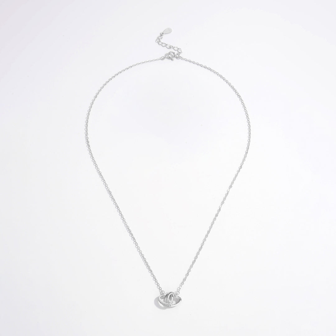 925 Sterling Silver Inlaid Zircon Heart Necklace Necklaces