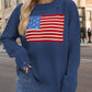 US Flag Distressed Round Neck Long Sleeve Sweater - DAVERRI FASHIONS