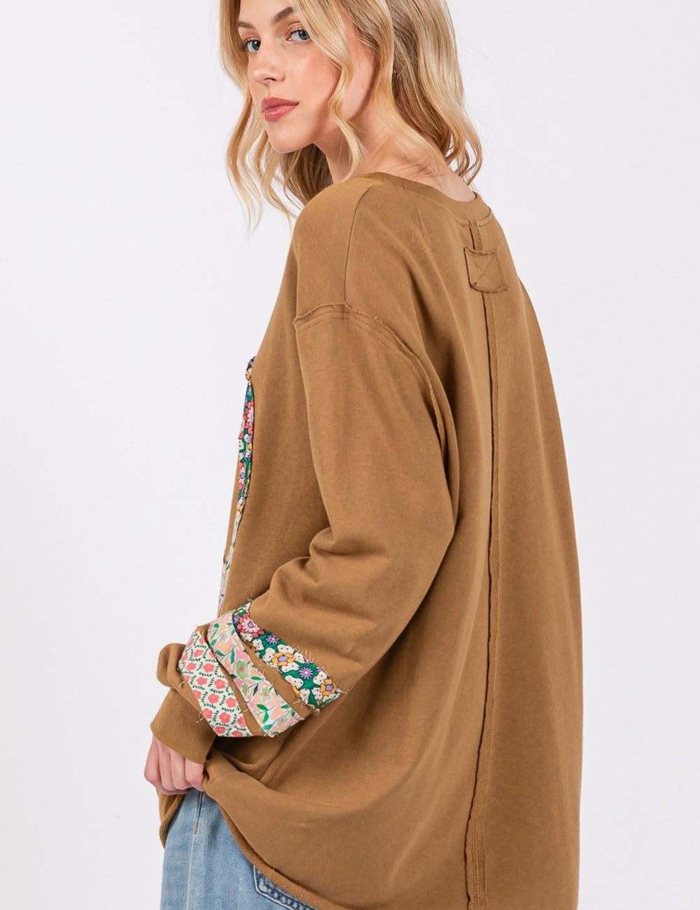 SAGE + FIG Peace Applique Patch Long Sleeve Top