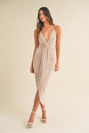 Lt Mauve Mable Draped Detail Cami Midi Dress | Daverri Fashions
