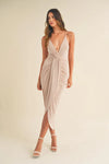 Mable Draped Detail Cami Midi Dress - DAVERRI FASHIONS