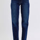 Judy Blue Full Size Raw Hem Straight Leg Jeans Dark Jeans