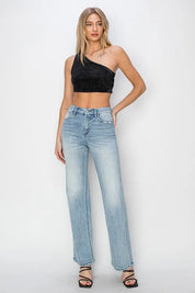 RISEN High Rise Straight Jeans | Daverri Fashions