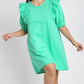 Umgee French Terry Ruffles Sleeve Dress Mini Dresses