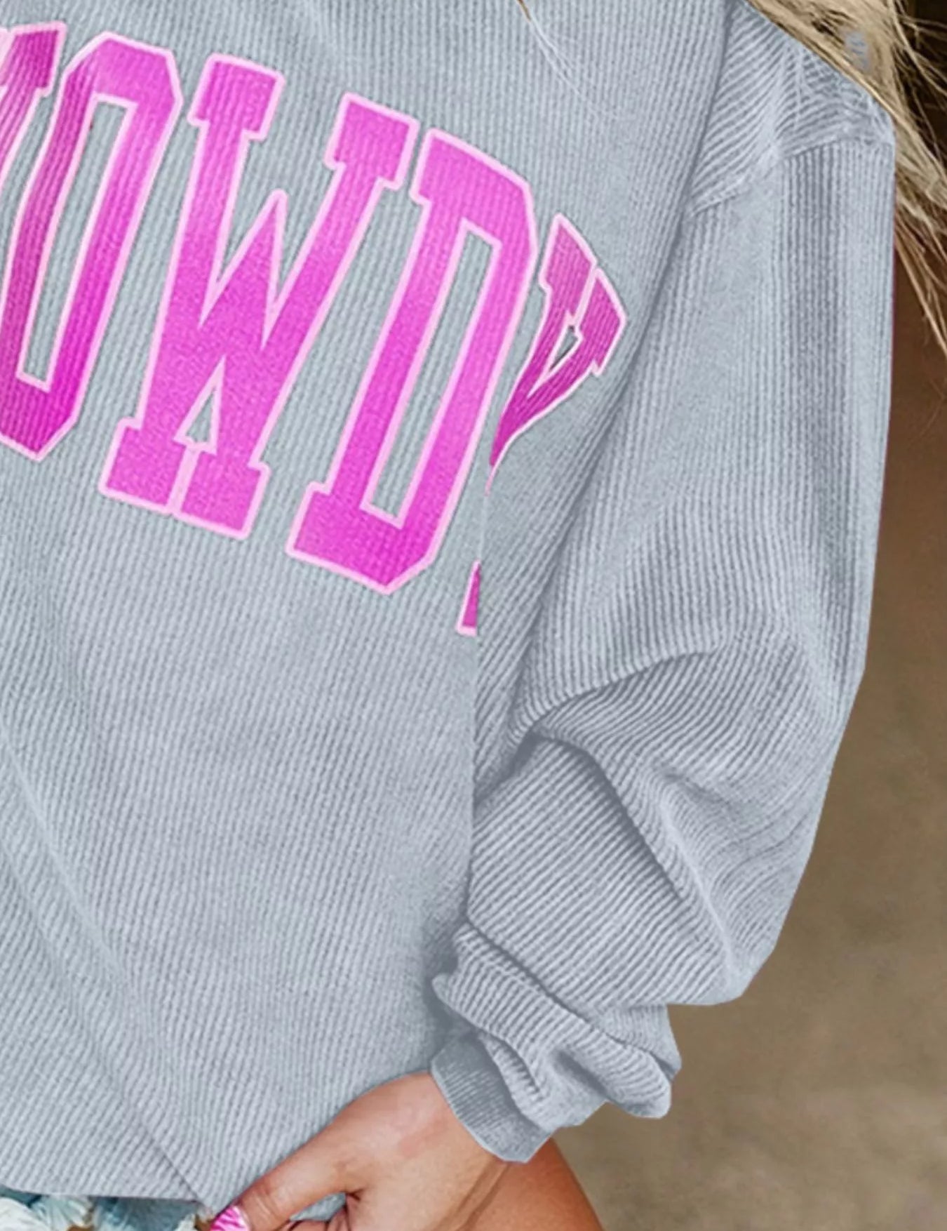 Full Size Howdy Round Neck Oversized Sweatshirt Plus Size | Sweatshirts Daverri Fashions