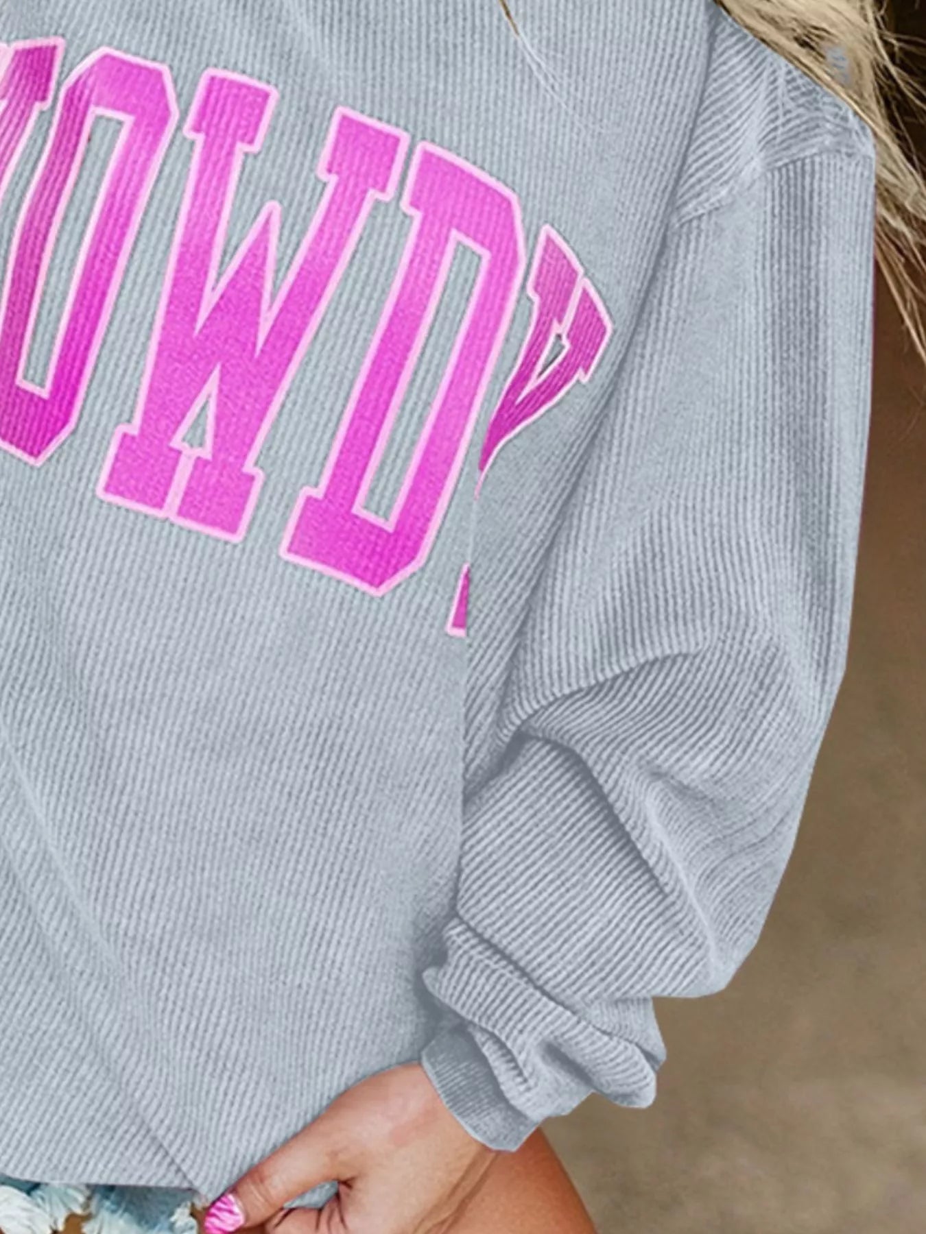 Full Size Howdy Round Neck Oversized Sweatshirt Plus Size | Sweatshirts Daverri Fashions