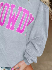 Full Size Howdy Round Neck Oversized Sweatshirt Plus Size | Sweatshirts Daverri Fashions
