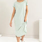 HYFVE Short Sleeve High-Low Slit Midi Dress Mint Mid Dresses