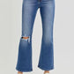 RISEN Full Size Distressed High Rise Crop Flare Jeans - DAVERRI FASHIONS
