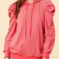 Striped Puff Sleeve Hoodie with Drawstring - DAVERRI FASHIONS