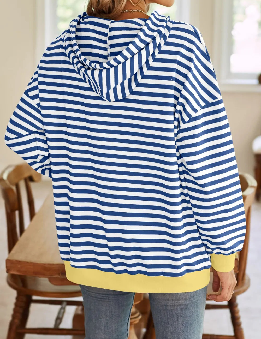 Lovelet Drawstring Striped Long Sleeve Hoodie | Hoodies Daverri Fashions
