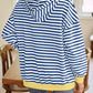 Lovelet Drawstring Striped Long Sleeve Hoodie - DAVERRI FASHIONS