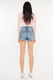Kancan High Rise Raw Hem Denim Shorts | Denim Shorts Daverri Fashions