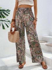 Printed Wide Leg Pants | Pants Daverri Fashions