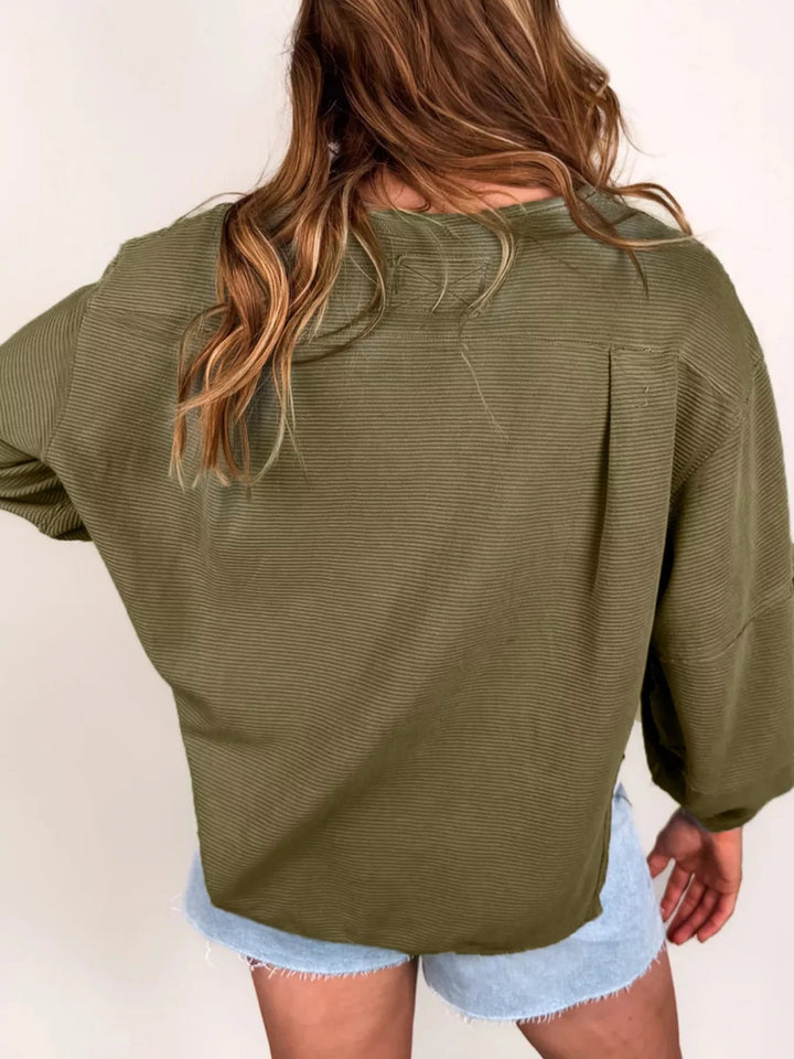 Ribbed Knit Oversized Sweatshirt | Sweatshirts Daverri Fashions