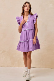 BiBi Gameday Theme Contrast Binding Ruffled Dress | Mini Dresses Daverri Fashions