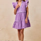BiBi Gameday Theme Contrast Binding Ruffled Dress - DAVERRI FASHIONS