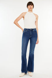 Kancan Cat's Whiskers Raw Hem Flare Jeans | Jeans Daverri Fashions