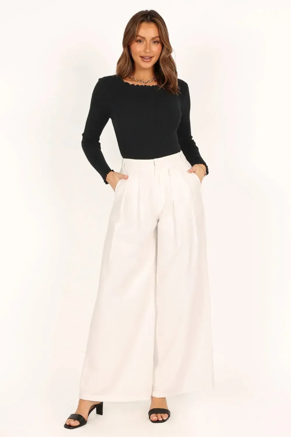 Lettuce Edge Round Neck Long Sleeve Top - DAVERRI FASHIONS