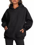 Black oversized kangaroo pocket long sleeve hoodie with drawstring hood