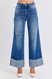 Judy Blue Full Size Distressed High Waist Wide Leg Jeans | Jeans Daverri Fashions