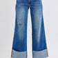 Judy Blue Full Size Distressed High Waist Wide Leg Jeans - DAVERRI FASHIONS