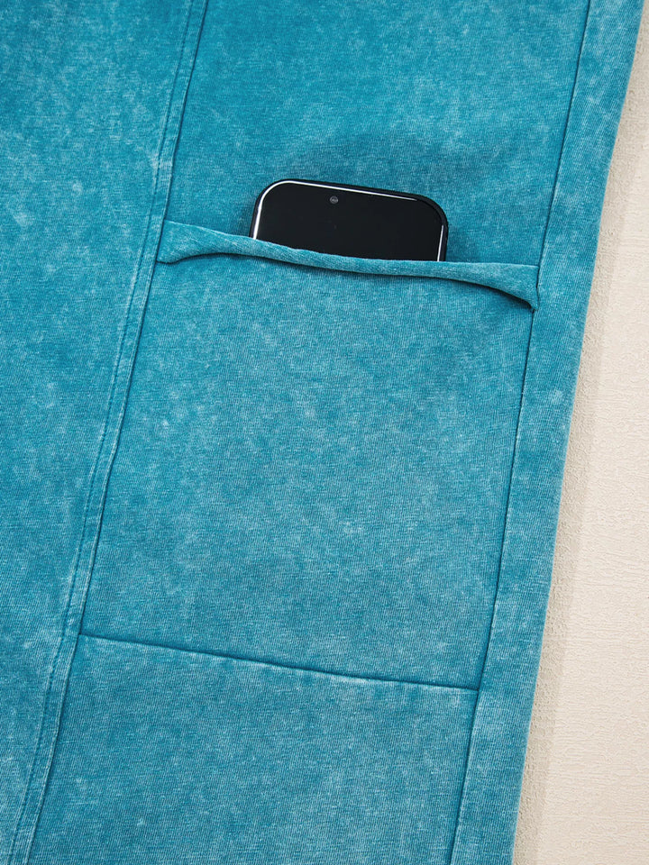 Mineral Wash High Waist Patched Pocket Pants | Pants Daverri Fashions