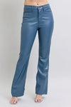 Judy Blue Full Size High Waist Tummy Control Faux Leather Bootcut Pants Plus Size - DAVERRI FASHIONS