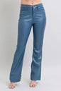 Judy Blue Full Size High Waist Tummy Control Faux Leather Bootcut Pants Plus Size - DAVERRI FASHIONS