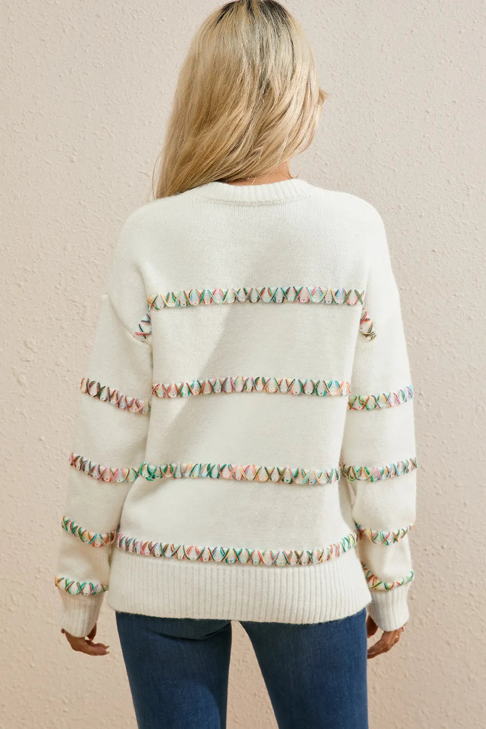 Round Neck Long Sleeve Sweater | Daverri Fashions