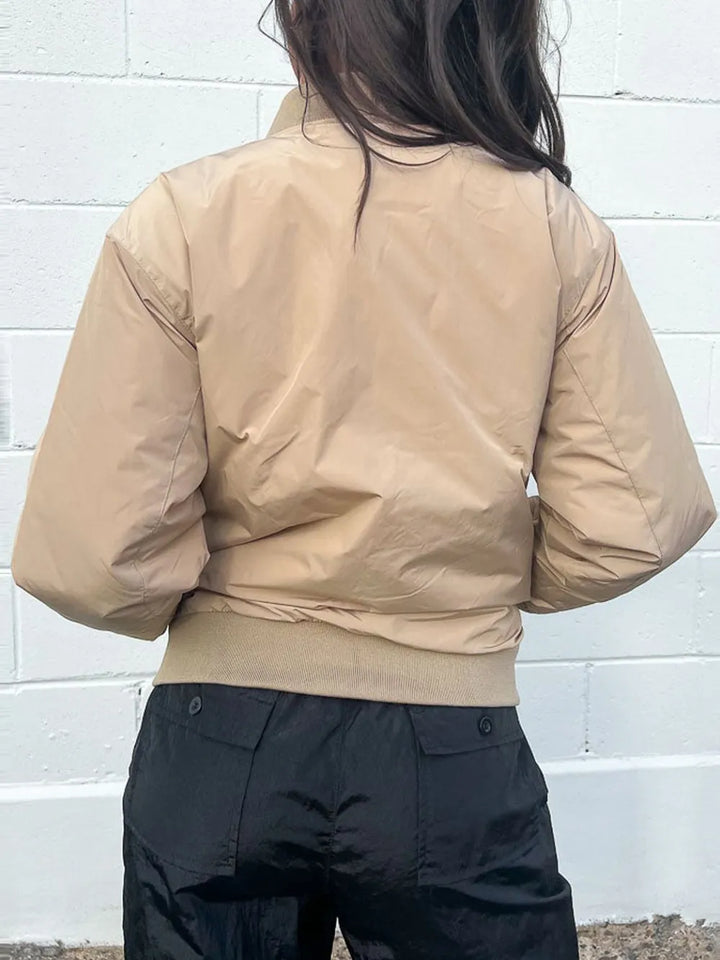 Zip Up Baseball Collar Jacket with Pockets | Jackets Daverri Fashions