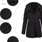Daverri Fashions black hooded waterproof mid-length windproof coat