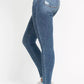 Judy Blue high-waisted skinny jeans in faded blue wash with frayed hem