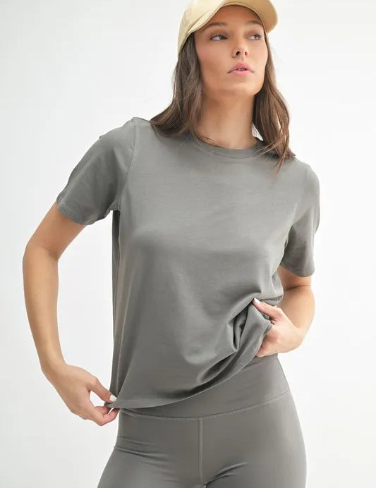 NEW PEWTER MONO B Round Neck Short Sleeve T-Shirt | Daverri Fashions