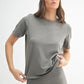 MONO B Round Neck Short Sleeve T-Shirt NEW PEWTER