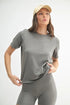 MONO B Round Neck Short Sleeve T-Shirt NEW PEWTER