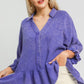 Umgee Plus Size Size Mineral Washed Cotton Gauze Top Electric Purple XL Tops