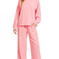Zenana Slub Long Sleeve Top and Pants Lounge Set Pink - DAVERRI FASHIONS