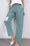 Daverri Striped Wide-Leg Pants in teal and white vertical stripes